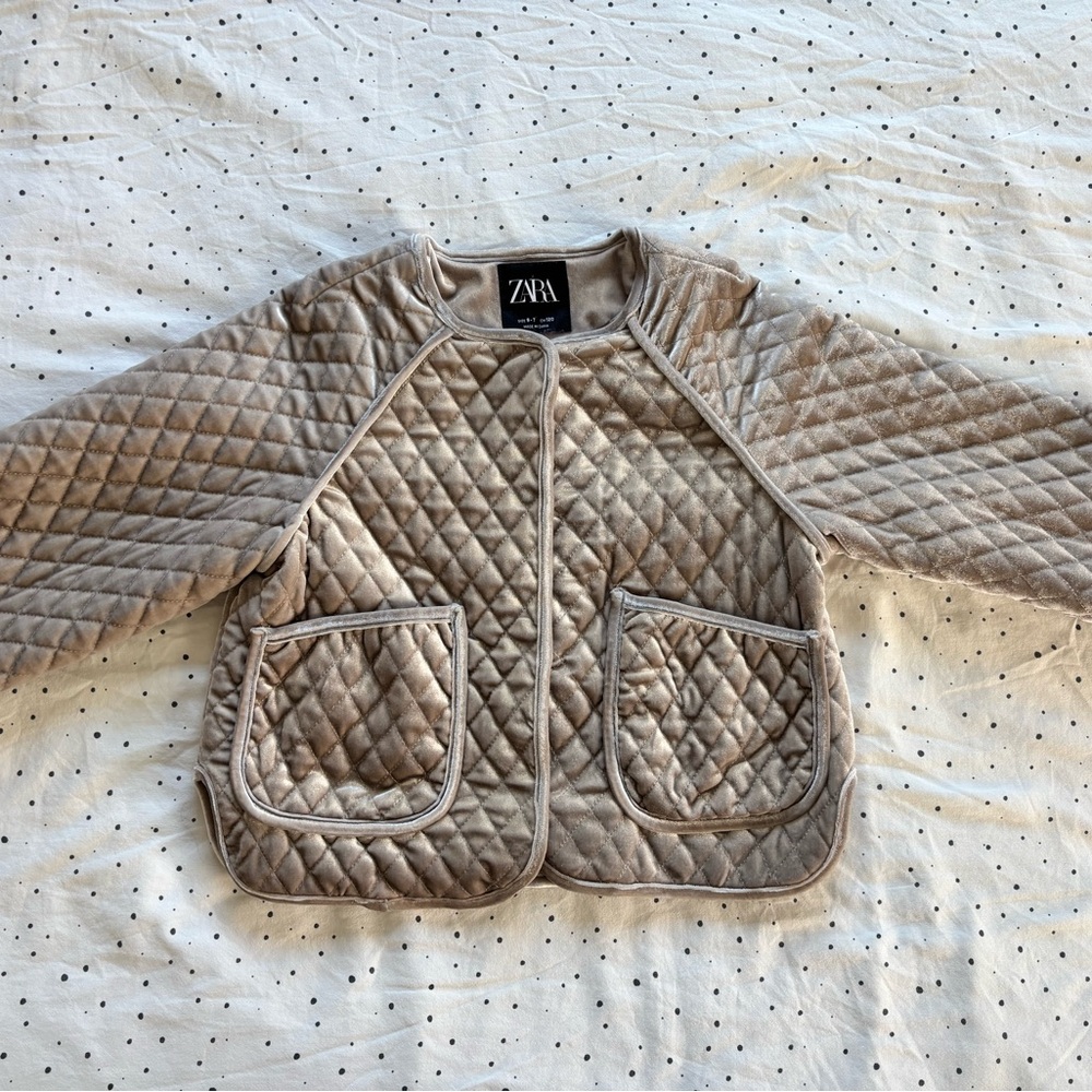 Zara Quilted Jacket in Beige